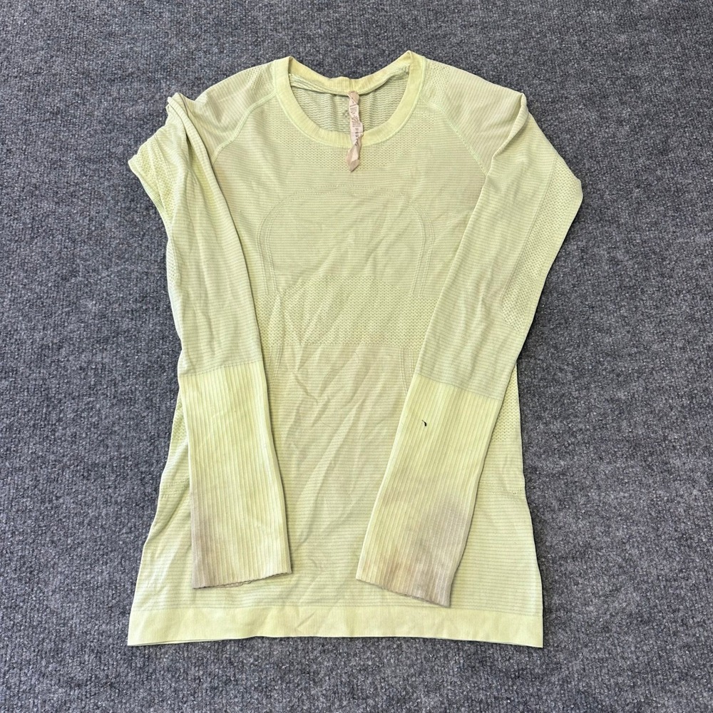 Lululemon Swiftly Tech Shirt Womens Size 4 Lime Green Long Sleeve Mesh Athletic